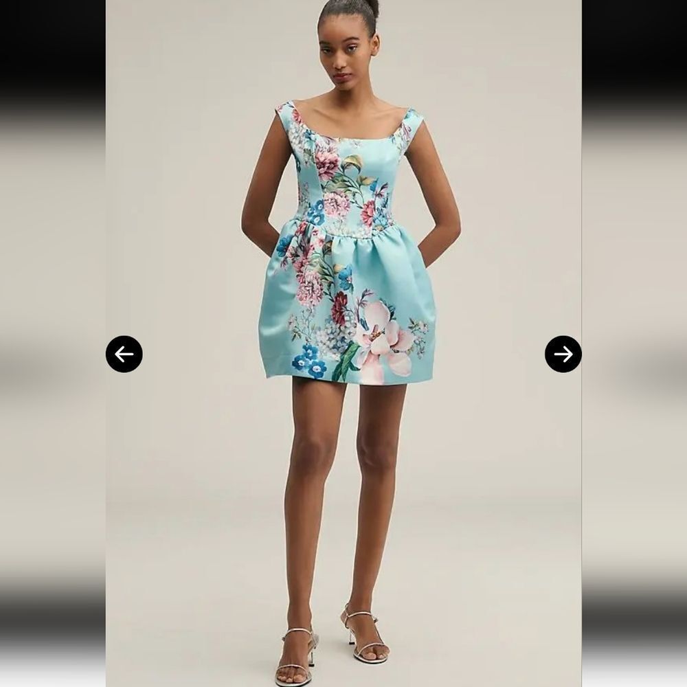 ANTHROPOLOGIE Maeve Floral Satin Dress size M 8 10